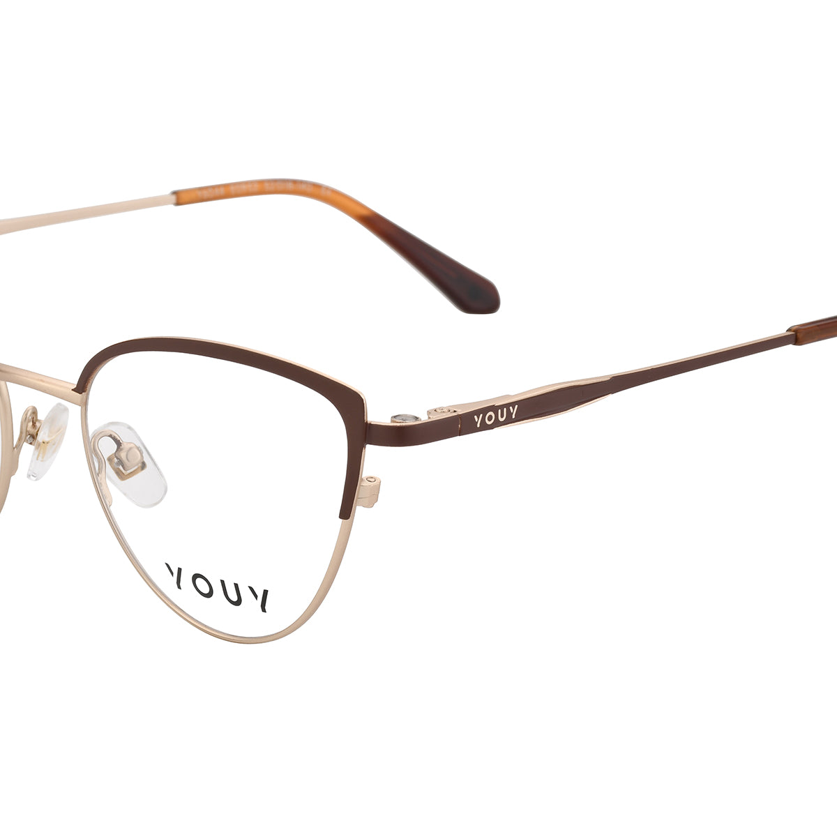Armação de Grau Youy Y6044 Dourado Fosco com Marrom - detalhe