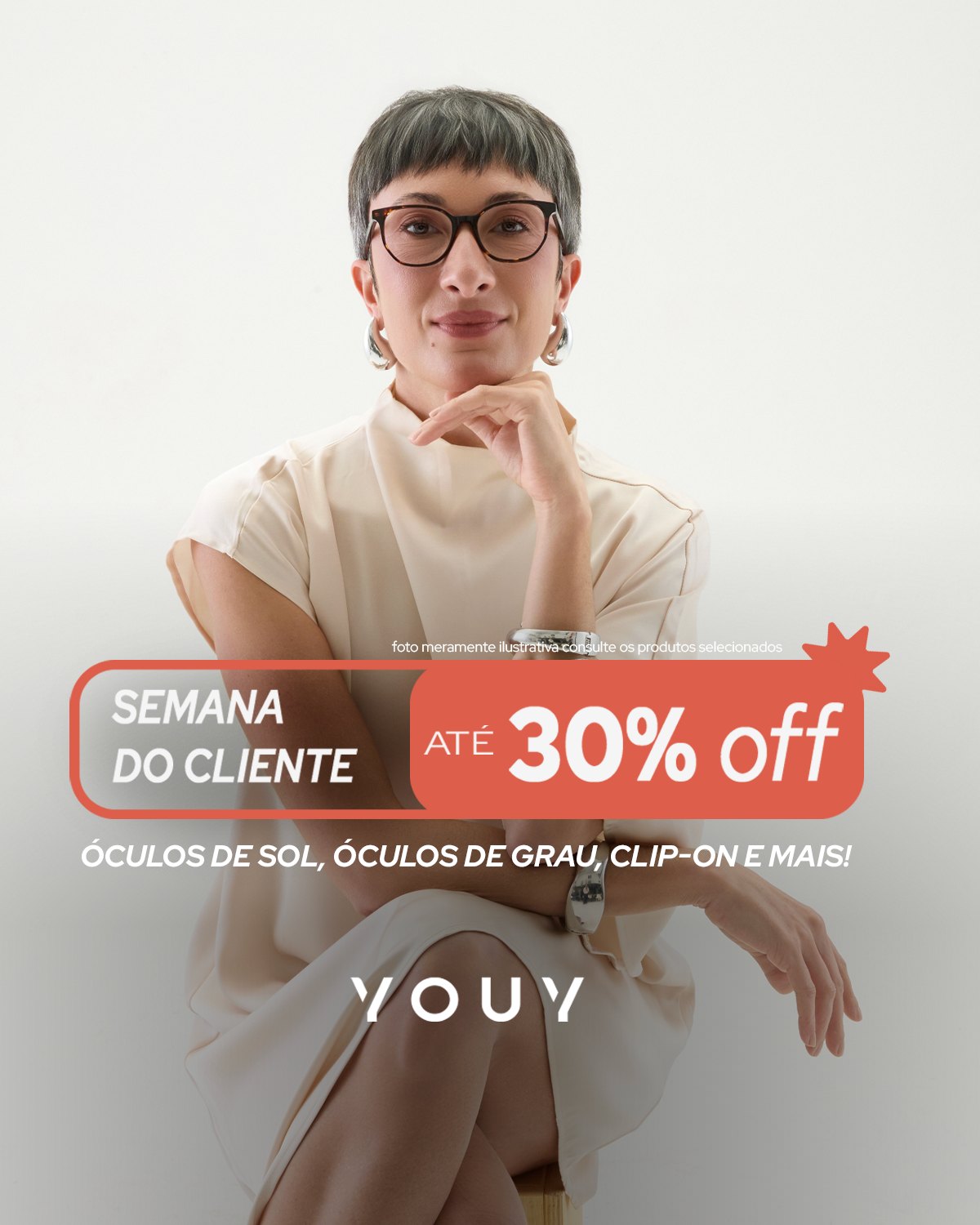 Semana do Cliente Youy: até 30% off em óculos de sol, óculos de grau, clip-on e mais